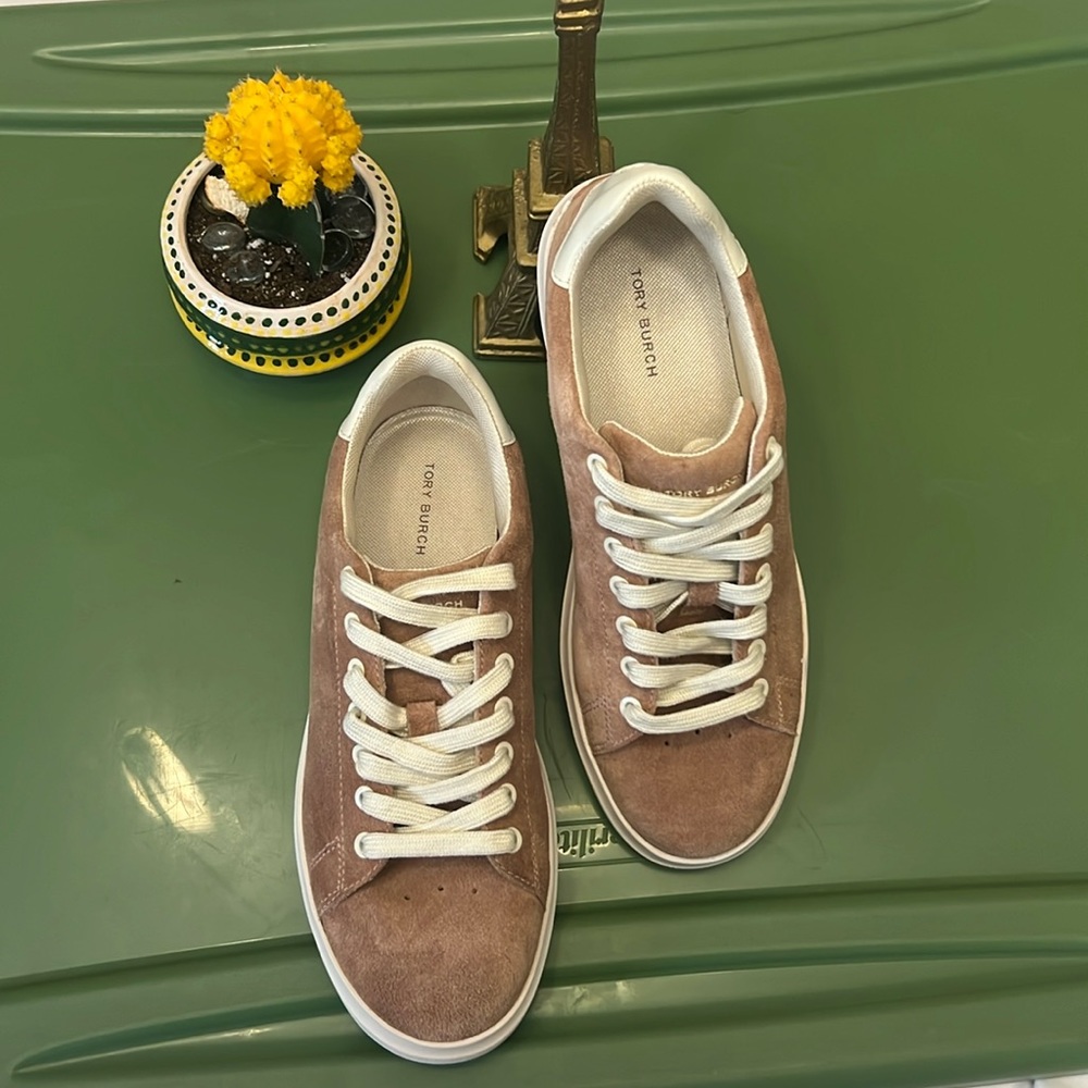 Tory Burch pale pink Suede Sneakers Size 7